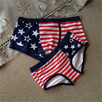 2 túi bông dễ thương phim hoạt hình vài đồ lót nam boxer ladies tam giác đồ lót cờ Mỹ đồ lót đôi cotton đẹp