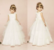 Ngày của trẻ em lau váy váy trắng váy cô gái váy cưới đàn piano trang phục hoa cô gái ăn mặc váy dài công chúa váy