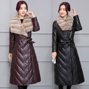 Áo chống nữ nữ dài 2018 phiên bản Hàn Quốc mới của Hained da cừu mùa đông dày áo khoác da xuống áo khoác