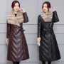 Áo chống nữ nữ dài 2018 phiên bản Hàn Quốc mới của Hained da cừu mùa đông dày áo khoác da xuống áo khoác áo da cổ bẻ