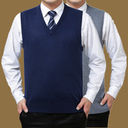 Mùa xuân và mùa thu trung niên của nam giới cashmere vest vest V-Cổ áo len đan áo len kinh doanh bình thường daddy