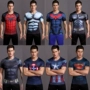 Siêu nhân mặc quần thể thao thể thao nam quần áo nhanh khô tay thoáng khí chạy Captain America Steel Spider-Man trang phục tập gym nam