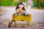Đạo cụ chụp ảnh chụp ảnh trẻ em xe trẻ em của xe bóng trẻ em sắt khác sắt triển lãm nghệ thuật nhỏ màu vàng xe bên ngoài thực tế quần áo trẻ em cao cấp