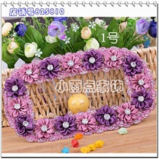 Декор для выключателя 4个包邮正品双开四开加长家居手工布艺水钻花开关套 贴 墙壁插座