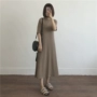 Muzi18 春  đơn giản và dễ dàng để mặc bông đầm dài  váy ngắn ba màu sắc vào đàn hồi eo mỏng một từ váy váy suông chữ a cho người béo