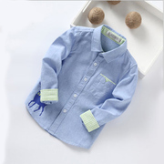 2018 mùa xuân và mùa thu mới của Hàn Quốc boy cotton shirt big trẻ em trẻ em bé England dài tay áo sơ mi trắng