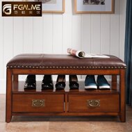 Chỉ có Hoa Kỳ để thay đổi băng ghế dự bị giá giày rắn gỗ da phân hai bơm ba ngăn kéo lưu trữ đồ nội thất tủ