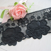 Hòa tan ren da phụ kiện quần áo DIY hoa vải thêu phụ kiện bán buôn handmade 11cm rộng màu đen - Vải vải tự làm