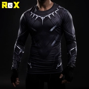 Marvel Superhero Đen Leopard Vớ Thể Dục Thể Thao đàn hồi Cao Nhanh Chóng làm khô Dài tay Nam Cosplay Costume T-Shirt