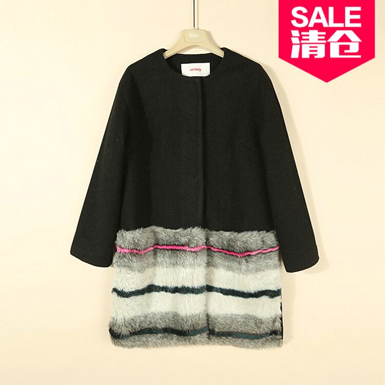 [Châu Âu] Lamite bán quần áo mùa đông chính hãng cắt đánh dấu sọc khâu bóng dài áo len lông giải phóng mặt bằng 2