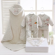 Quần áo cotton cho bé sơ sinh 0-15 tháng giữ hộp quà tặng bộ quần áo mùa xuân và mùa thu 6 Quần áo trẻ sơ sinh cotton 9
