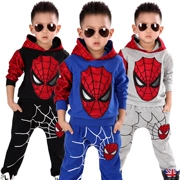 Bé trai mặc bộ đồ thể thao mùa thu cho bé 2 tuổi 5-9 tuổi xuân và phim hoạt hình mùa thu người nhện hai mảnh