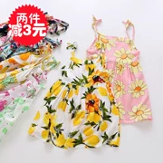 Cô gái bông lụa váy mùa hè trẻ em ăn mặc váy bé nhân tạo bông công chúa váy 1-3 tuổi vest bãi biển váy