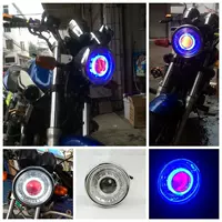 Xe máy 7 inch đèn pha bi-ống kính quang học lắp ráp đèn pha Tianjian EN Honda Xenon đèn vòng đèn sửa đổi mắt thiên thần đèn xe siêu sáng