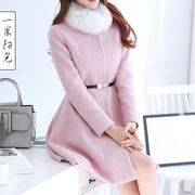 Một chiếc áo khoác len màu hồng ánh nắng mặt trời dài một mét - Trung bình và dài Coat