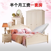 Nội thất phòng ngủ kết hợp thiết lập phòng ngủ công chúa giường tủ quần áo mặc quần áo bảng sáu bộ của Hàn Quốc nhà đầy đủ đồ nội thất gỗ rắn