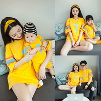 Bé cha mẹ và con 2018 mùa hè mới T-shirt gia đình ba ngắn tay sơ sinh bé Xiêm romper thoi trang tre em cao cap