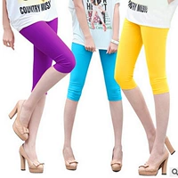 Mùa xuân và mùa hè mới kẹo màu cắt quần Hàn Quốc phiên bản của kích thước lớn băng lụa xà cạp 7 điểm phụ nữ mỏng chân quần quần legging nữ