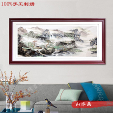 Вышивка Гуандун 粤绣精品民族广东潮州特色国画山水画 水墨画 纯手工刺绣成品礼物