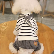 Chó quần áo thú cưng Teddy gấu bốn chân quần áo sọc quần áo nhỏ khăn dày đôi - Quần áo & phụ kiện thú cưng
