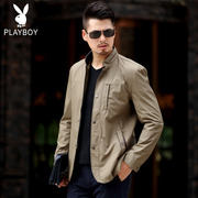 2018 mùa xuân mới playboy phù hợp với nam giới phù hợp với nam giới phù hợp với áo khoác mỏng áo khoác trung niên áo sơ mi Hàn Quốc phiên bản