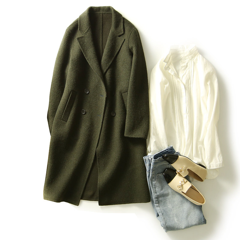 Không nhiều! Qingdao kho! Áo len len đôi ngực áo len nữ hai mặt chống bán mùa