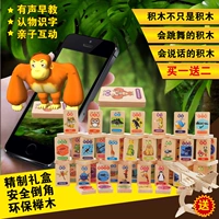 Bằng gỗ thịt viên bằng gỗ 3D animal Domino trẻ em giáo dục sớm trí tuệ khối xây dựng điện AR song ngữ thẻ bé đồ chơi đồ chơi trẻ em