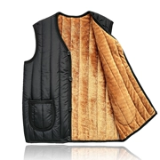 Đàn ông trung niên mùa đông cộng với áo nhung ấm áp vest vest nam vest nam dày cotton vest - Áo thể thao