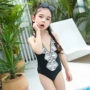 Ins triều boy đen ren dính liền trẻ em của đồ bơi cô gái trung và nhỏ trẻ em bé hiển thị Châu Âu áo tắm đồ bơi cho trẻ