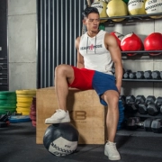 Cơ bắp ban đầu Tập thể dục Chó Anh không tay Hoodies Nam Thể thao Vest Đào tạo Vai Slim Vest - Áo thể thao
