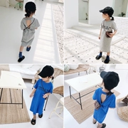Cô gái mùa hè ngắn tay T-Shirt váy dài lỏng áo trong trẻ em của Hàn Quốc thời trang váy nửa tay váy dài