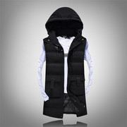 A8 mùa thu và mùa đông nam rửa bông dày vest có thể tháo rời trùm đầu triều Slim dài xuống áo khoác cotton vest vest