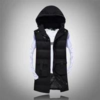A8 mùa thu và mùa đông nam rửa bông dày vest có thể tháo rời trùm đầu triều Slim dài xuống áo khoác cotton vest vest áo sơ mi nam đẹp