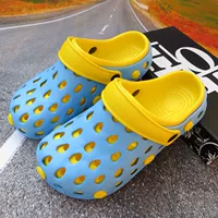 Летние тапочки в стиле Crocs в форме капли, пляжная обувь на скрытом каблуке, дышащие босоножки, мюли, для влюбленных, закрытый носок