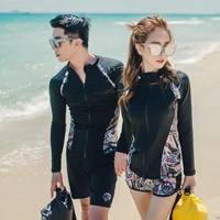 Phiên bản tiếng Hàn của cặp đôi dây kéo lướt ván chống nắng ống nước dài tay áo khoác gỗ nữ đồ bơi ba mảnh thép áo tắm đồ đôi nam nữ đi biển