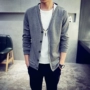 Mùa thu màu rắn áo len nam cộng với phân bón XL cardigan áo len áo len áo Hàn Quốc Slim triều quần áo của nam giới áo hoodie nam