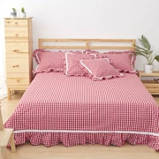 Cao cấp cotton kẻ sọc cũ vải thô cotton mùa hè nhỏ tươi ren lá sen giường váy giường bìa mảnh duy nhất có thể được tùy chỉnh
