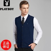 Playboy mùa thu và mùa đông new England nam đan vest V-Cổ cardigan vest gà tim cổ áo kinh doanh bình thường vest