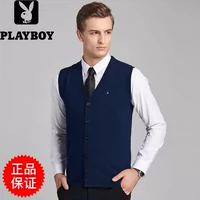 Playboy mùa thu và mùa đông new England nam đan vest V-Cổ cardigan vest gà tim cổ áo kinh doanh bình thường vest áo vest khoác nam