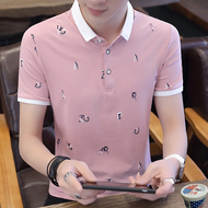 Mùa hè cotton ngắn tay t-shirt thanh niên ve áo nhỏ POLO áo sơ mi kinh doanh người đàn ông giản dị của hoa khâu T-Shirt triều áo thun nam có cổ hàng hiệu