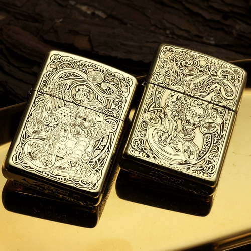 Counter подлинная ㊣zippo/Zhibao Lighter Brash Carving Carving Armor Новая версия новой версии Fortune 168