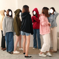 Màu rắn áo len trùm đầu của phụ nữ mùa thu 2018 sinh viên Hàn Quốc mới hoang dã lỏng dài tay cơ bản đoạn tops áo khoác nữ 2021