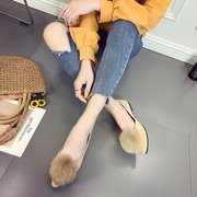 2018 mùa xuân mới nông miệng giày đơn phẳng chỉ fox lông bóng thấp để giúp sinh viên giày của phụ nữ hoang dã thoải mái giày