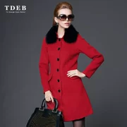 TDEB2019 mùa xuân mới châu Âu và Mỹ cao cấp cổ áo lông mỏng áo len hai mặt áo len nữ - Áo len lót đôi