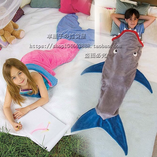 Kids Childrens Mermaid Shark Blanket Sleeping Bag Mattress