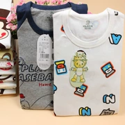 Bộ đồ lót Lycra của trẻ em Lycralong Quần áo bé trai và bé gái mùa thu bé chạm đáy áo sơ mi họa tiết hoạt hình