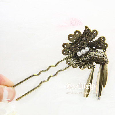 taobao agent Retro hair accessory, small bronze metal Chinese hairpin