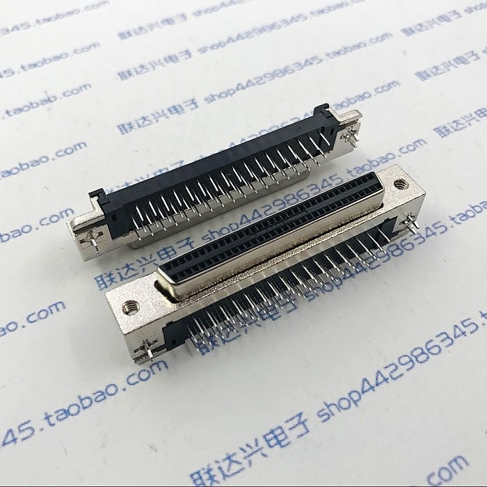 Ổ cắm SCSI Bảng cắm cong 68P đầu cái (loại lỗ) Loại DB không có tai SCSI68 đầu cái cong 90 độ