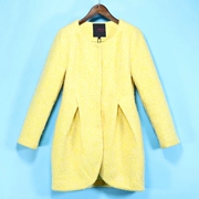 Mu ZQ mới mùa đông quần áo nhỏ hương thơm xếp li eo dài tay áo len coat 6067