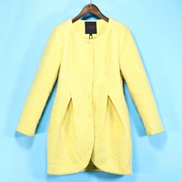 Mu ZQ mới mùa đông quần áo nhỏ hương thơm xếp li eo dài tay áo len coat 6067 áo dạ nữ hàn quốc